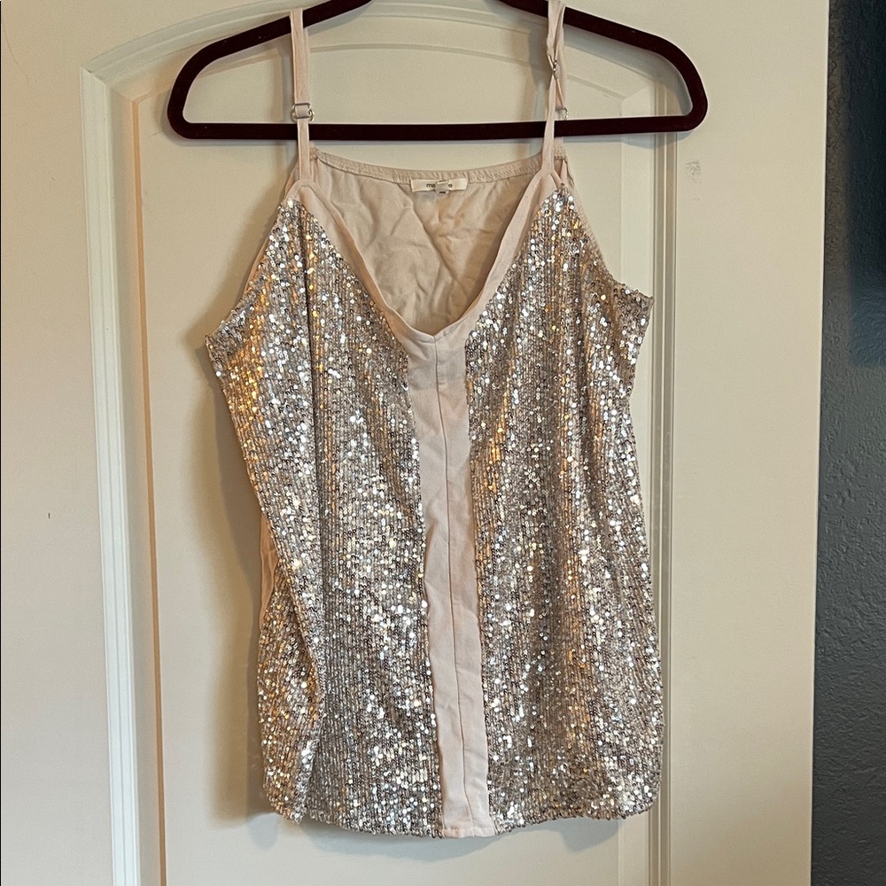 Pink and Silver Sequin Women's Top